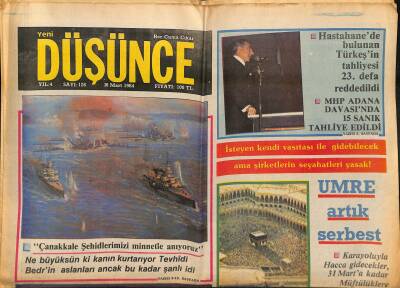 Yeni Düşünce Gazetesi 16 Mart 1984 - Avcı Ispartadan Yola Çıktı - Çanakkale Şehitlerimizi Milletçe Anıyoruz GZ122860 - 1