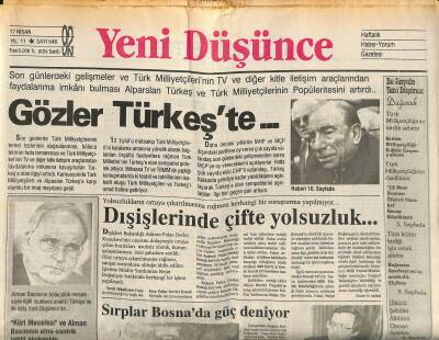 Yeni Düşünce Gazetesi 17 Nisan 1992 - Zorlu Töre BM KKTCyi Tanısın - Arnavutçular da Kürtçülüğe Soyundu GZ122843 - 1