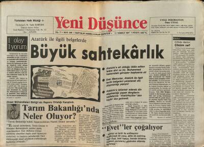 Yeni Düşünce Gazetesi 17 Temmuz 1987 - Türkeş Avrupadan Dönüyor - TRTde İnşaat Yolsuzluğu GZ122700 - 1