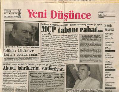 Yeni Düşünce Gazetesi 17 Temmuz 1992 - Mısır Türkiyesiz Ortadoğu İstiyor - Dünya Nüfusu 11 Milyara Doğru GZ122792 - 1