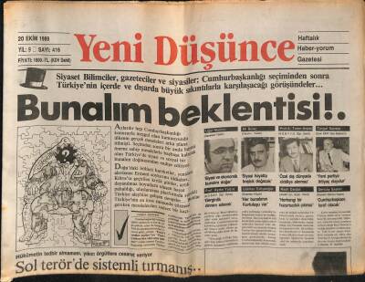 Yeni Düşünce Gazetesi 20 Ekim 1989 - Türkeş , Kayseride MÇPli Belediyeleri Ziyaret Etti GZ84732 - 1