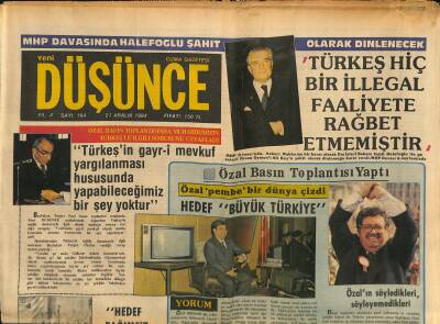 Yeni Düşünce Gazetesi 21 Aralık 1984 - Aziz Nesin Ne Yapmak İstiyor ? - Özalın Söyledikleri , Söyleyemedikleri GZ122869 - 1