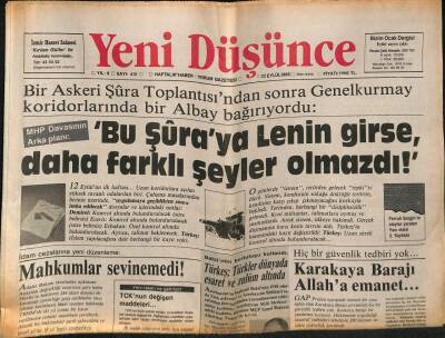 Yeni Düşünce Gazetesi 22 Eylül 1989 - Tarihte Türk-Alman İlişkileri Ve Avrupada İslam Varlığı... GZ84727 - 1