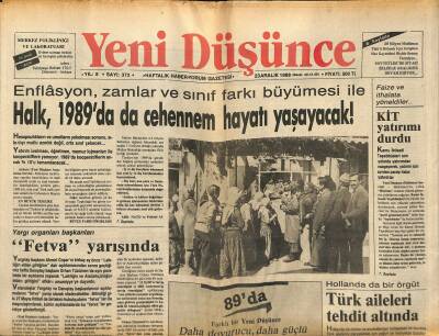 Yeni Düşünce Gazetesi 23 Aralık 1988 - 50 Milyon Müslüman Türkü Bölmek İçin Girişilen Slav Gayretleri Hiç Bir Sonuç Vermiyor GZ122685 - 1