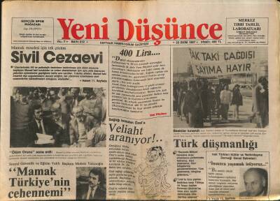 Yeni Düşünce Gazetesi 23 Ekim 1987 - Erdal İnönü Hakkında Suçlamalar Devam Ediyor İnönü Solu Katletti !.. GZ122812 - 1