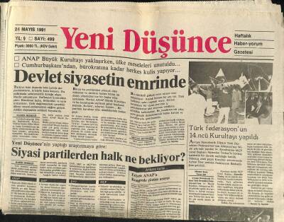 Yeni Düşünce Gazetesi 24 Mayıs 1991 - Ereğlide İşçi Kıyımı - Cumhurbaşkanı Adına Bölücülük ! GZ122729 - 1