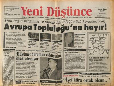 Yeni Düşünce Gazetesi 25 Ağustos 1989 - Avrupada 20 Dernek Daha Hizmete Açıyoruz GZ84799 - 1