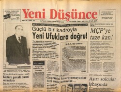 Yeni Düşünce Gazetesi 25 Kasım 1988 - Ülkücü Liderlerden Ortak Açıklama * Muhsin Yazıcıoğlu - Bahçeli - Mustafa Mit - Yıldırım GZ122681 - 1