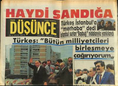 Yeni Düşünce Gazetesi 26 Eylül 1986 - Türkeş Türkistanlılarla Kahvaltı Yaptı - Milli Davamızın Temel Prensipleri GZ122758 - 1