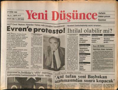 Yeni Düşünce Gazetesi 27 Ekim 1989 - Bulgar Kurtuluş Hareketi Komünist Devlete Savaş Açtı GZ84733 - 1