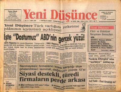 Yeni Düşünce Gazetesi 27 Ocak 1989 - Zahir Şah Yeniden İktidar Olma Niyetinde ! - Saddam Hüseyin Türkleri Rahat Bırakmıyor... GZ122662 - 1
