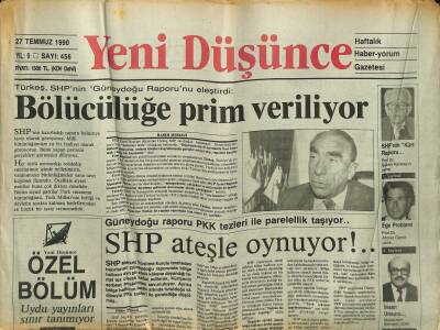 Yeni Düşünce Gazetesi 27 Temmuz 1990 - Yunanistan , Egede Kriz Peşinde! - SHP Ateşle Oynuyor !.. GZ122711 - 1