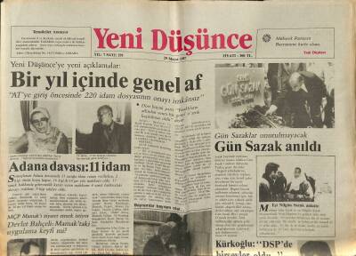 Yeni Düşünce Gazetesi 29 Mayıs 1987 - Gün Sazak Anıldı - Türkeş , Nadir Lâtif İslamı Cezaevinde Ziyaret Etti GZ122696 - 1