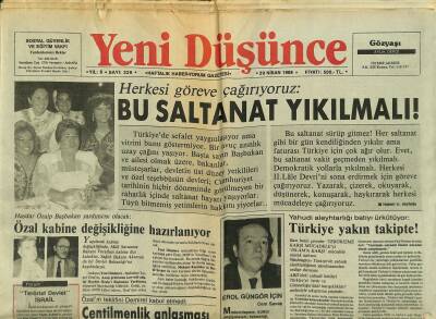 Yeni Düşünce Gazetesi 29 Nisan 1988 - Haydar Özalp Başbakan Yardımcısı Olacak - Amerikalılar Moskovada Kamyonla Pizza Satmağa Başladı ! GZ122777 - 1