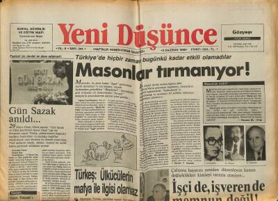 Yeni Düşünce Gazetesi 3 Haziran 1988 - Türkeş Ülkücülerin Mafya İle İlgisi Olamaz - Masonlar Tırmanıyor ! GZ122737 - 1