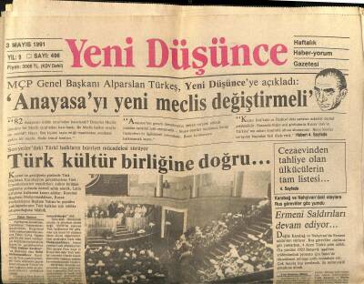 Yeni Düşünce Gazetesi 3 Mayıs 1991 - ABD Ve Batının Ortadoğudaki Emelleri Netleşiyor - Ermeni Saldırıları Devam Ediyor GZ122727 - 1