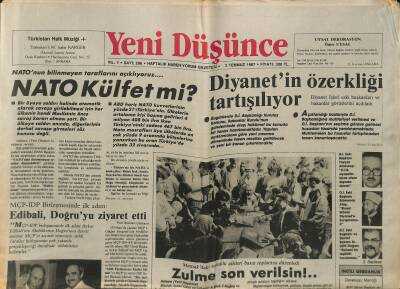 Yeni Düşünce Gazetesi 3 Temmuz 1987 - Diyanetin Özerkliği Tartışılıyor - Mamakdaki Tutuklu Aileleri Basın Toplantısı Düzenledi GZ122699 - 1