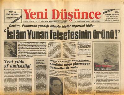 Yeni Düşünce Gazetesi 30 Aralık 1988 - Yeni Yılda Af Ümitsizliği - Mustafa Mit Genel Başkan Yardımcısı GZ122707 - 1