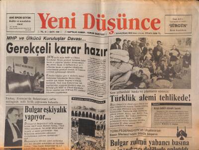 Yeni Düşünce Gazetesi 30 Haziran 1989 - Türkeş , Erzincanda Bulgaristanı Telin Mitinginde Milli Birlik Çağrısında Bulundu... GZ122659 - 1