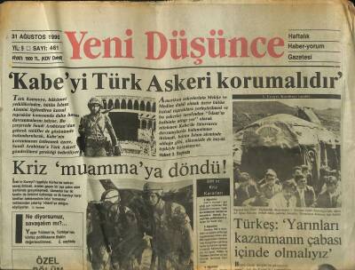 Yeni Düşünce Gazetesi 31 Ağustos 1990 - Kabeyi Türk Askeri Korumalıdır - BMin Kriz Kararları GZ122712 - 1