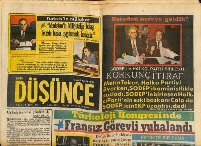Yeni Düşünce Gazetesi 4 Ekim 1985 - Türkeşle Mülakat Marksizmin Milliyetçiliğe Bakışı Teoride Başka Uygulamada Başkadır GZ122864 - 1