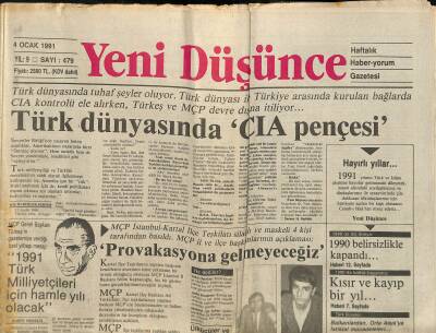 Yeni Düşünce Gazetesi 4 Ocak 1991 - ANAPta Durum Gergin... - Türk Dünyasında CIA Pençesi GZ122809 - 1