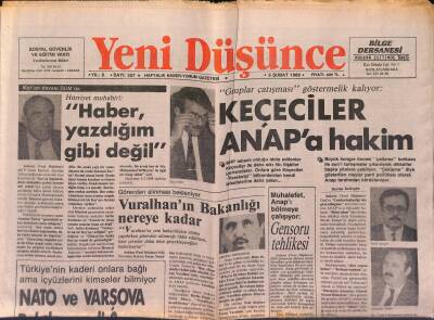 Yeni Düşünce Gazetesi 5 Şubat 1988 - Keçeciler ANAPa Hakim - Herşeyi Hallettik , Sıra Sigarada Mı ? GZ122675 - 1