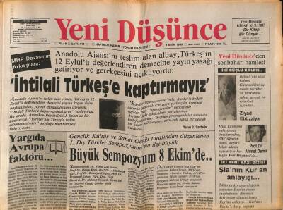 Yeni Düşünce Gazetesi 6 Ekim 1989 - Kadir Baran , Ülkücülere Ve Türk Federasyona Yöneltilen Suçlamaları Cevaplandırdı GZ84731 - 1