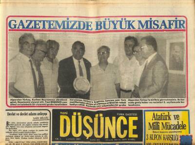 Yeni Düşünce Gazetesi 6 Eylül 1985 - Cem Karaca Af Dilemiyorum - Türkeş Gazetemizi Ziyaret Etti GZ122856 - 1