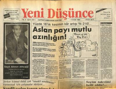 Yeni Düşünce Gazetesi 6 Ocak 1989 - Mehmet Akif Anıldı - Dünyada Mümin Sayısı Artıyor GZ122706 - 1
