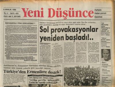 Yeni Düşünce Gazetesi 8 Aralık 1989 - İstanbul MHP Davası Temyiz Duruşması Yapıldı... GZ84845 - 1