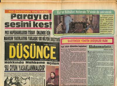 Yeni Düşünce Gazetesi 9 Ocak 1987 - II. Abdülhamid Hanın Türbesi İhya Ediliyor - Said Bilgiç Ameliyat Arefesinde ! GZ122826 - 1