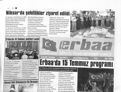 Yeni Erbaa Gazetesi 12 Temmuz 2017 - Erbaaspordan Kulüpler Birliği Ziyareti - Erbaada 15 Temmuz Programı GZ125179 - 1