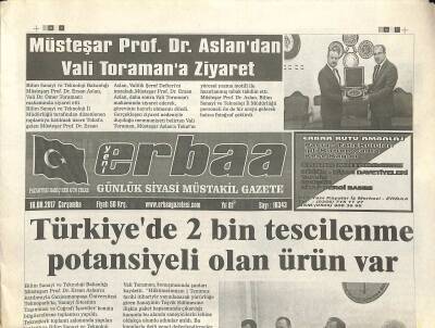 Yeni Erbaa Gazetesi 16 Ağustos 2017 - Türkiyede 2 Bin Tescilenme Potansiyeli Olan Ürün Var GZ125225 - 1