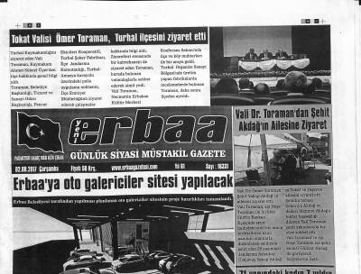 Yeni Erbaa Gazetesi 2 Ağustos 2017 - Turhalda Muhtarlar Toplantısı - Erbaaya Oto Galericiler Sitesi Yapılacak GZ125232 - 1
