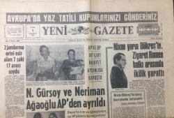 Yeni Gazete 1 Ağustos 1969 - N.Gürsoy Ve Neriman Ağaoğlu APden Ayrıldı - GZ12322 - 2