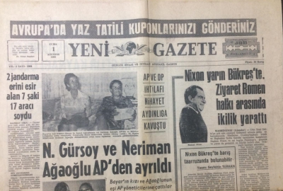 Yeni Gazete 1 Ağustos 1969 - N.Gürsoy Ve Neriman Ağaoğlu APden Ayrıldı - GZ12322 - 2