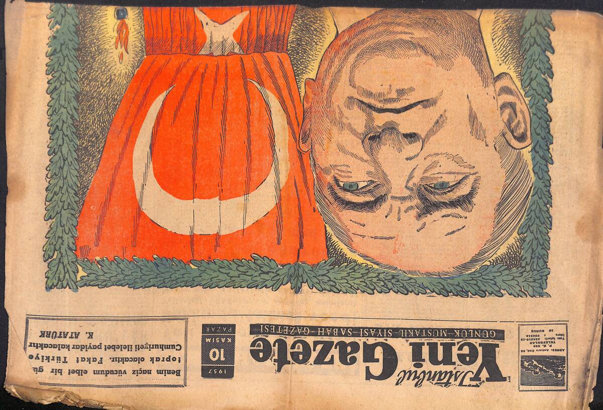 Yeni Gazete 10 Kasım 1957 - Atamızı Anıyoruz - Kıbrıs'ta Bir Türk Komiseri Kahbece Vurdular! GZ132517 - 1