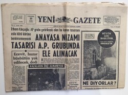 Yeni Gazete 10 Mart 1969- Anayasa Nizamı Tasarısı GZ6335 - 2