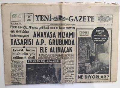 Yeni Gazete 10 Mart 1969- Anayasa Nizamı Tasarısı GZ6335 - 1