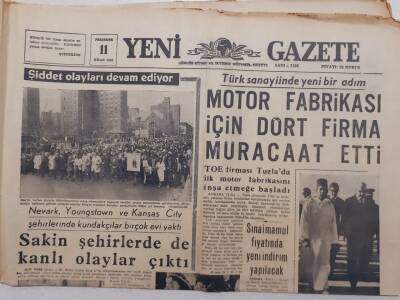 Yeni Gazete - 11 Nisan 1968 - Motor Fabrikası İçin 4 Firma Müracaat Etti GZ112055 - 1