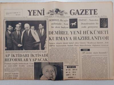Yeni Gazete - 12 Ekim 1965 - Demirel Yeni Hükümeti Kurmaya Hazırlanıyor GZ111876 - 1