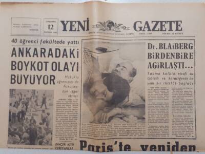 Yeni Gazete - 12 Haziran 1968 - Pariste Yeniden Kanlı Olaylar GZ111908 - 1