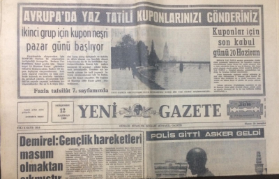 Yeni Gazete 12 Haziran 1969 - DemirelGençlik Hareketleri Masum Olmaktan Çıkmıştır - GZ12286 - 2
