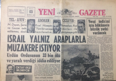 Yeni Gazete 13 Haziran 1967 - İsrail Yalnız Araplarla Müzakere İstiyor - GZ12301 - 1