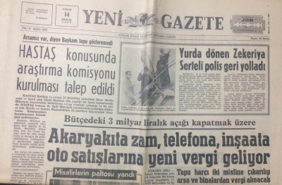 Yeni Gazete 14 Aralık 1969 - Akaryakıta Zam,Telefona,İnşaata,Oto Satışlarına Yeni Vergi Geliyor - GZ12292 - 1