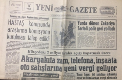 Yeni Gazete 14 Aralık 1969 - Akaryakıta Zam,Telefona,İnşaata,Oto Satışlarına Yeni Vergi Geliyor - GZ12292 - 2
