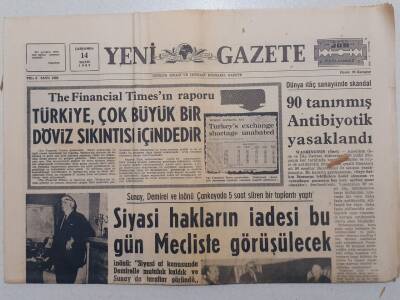 Yeni Gazete - 14 Mayıs 1969 - 90 Tanınmış Antibiyotik Yasaklandı GZ111824 - 1