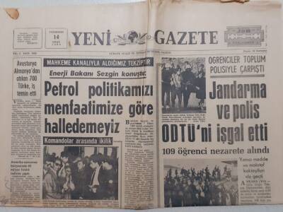 Yeni Gazete - 14 Nisan 1969 - Jandarma Ve Polis ODTÜni İşgal Etti GZ112041 - 1