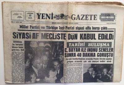 Yeni Gazete 15 Mayıs 1969 - Siyasi Af Mecliste Dün Kabul Edildi GZ6320 - 1